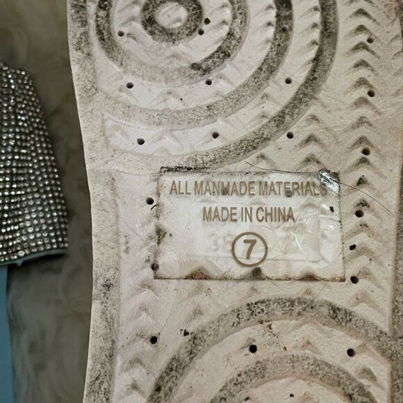 Rhinestone Embellished Slide Platform Sandals 7 - Picture 6 of 8